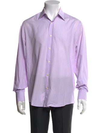 Yves Saint Laurent Striped Long Sleeve Dress Shirt