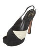 Yves Saint Laurent Suede Leather Trim Embellishment Slingback Sandals