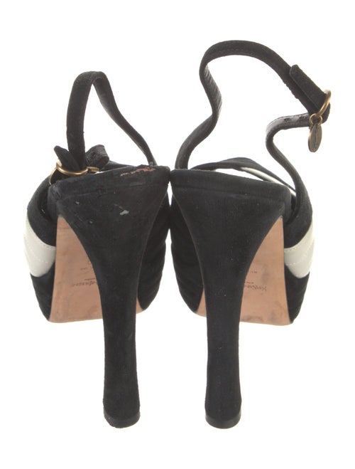 Yves Saint Laurent Suede Leather Trim Embellishment Slingback Sandals