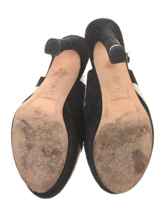 Yves Saint Laurent Suede Leather Trim Embellishment Slingback Sandals