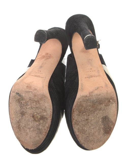 Yves Saint Laurent Suede Leather Trim Embellishment Slingback Sandals