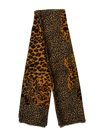 Yves Saint Laurent Wool Animal Print Scarf