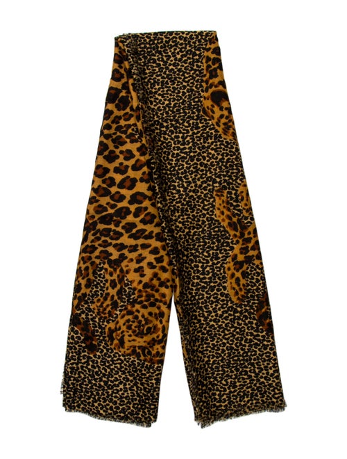 Yves Saint Laurent Wool Animal Print Scarf