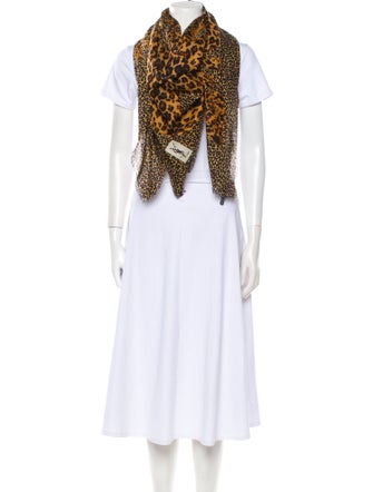 Yves Saint Laurent Wool Animal Print Scarf