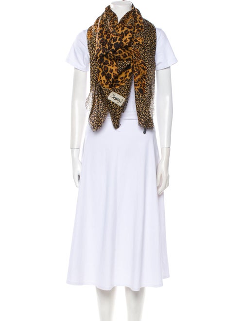 Yves Saint Laurent Wool Animal Print Scarf