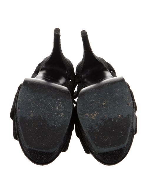 Yves Saint Laurent Suede Glitter Accents T-Strap Sandals