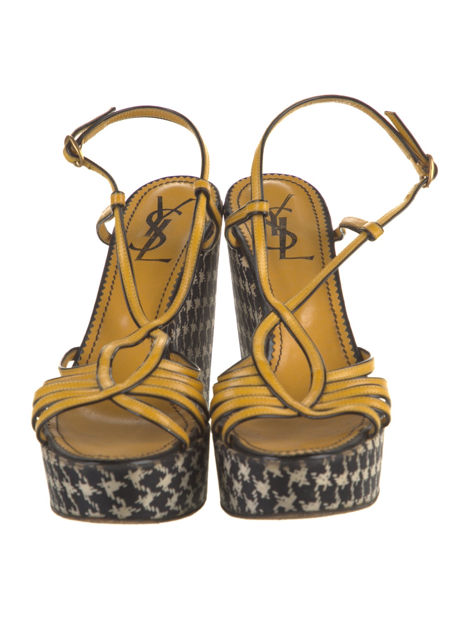 Yves Saint Laurent Leather Printed T-Strap Pumps