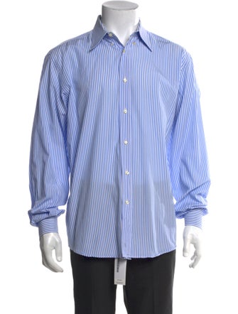 Yves Saint Laurent Striped Long Sleeve Dress Shirt