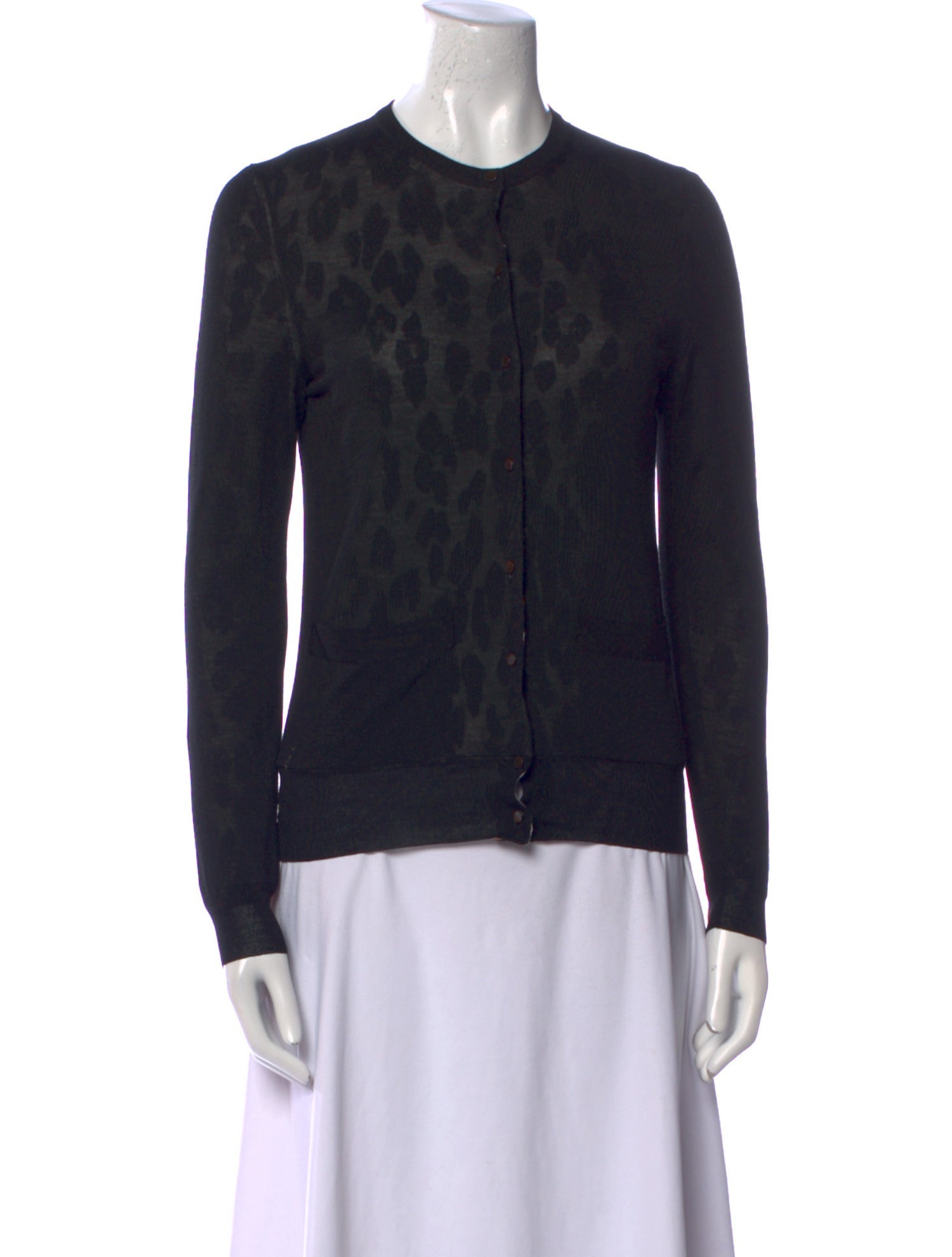 Yves Saint Laurent Animal Print Crew Neck Sweater