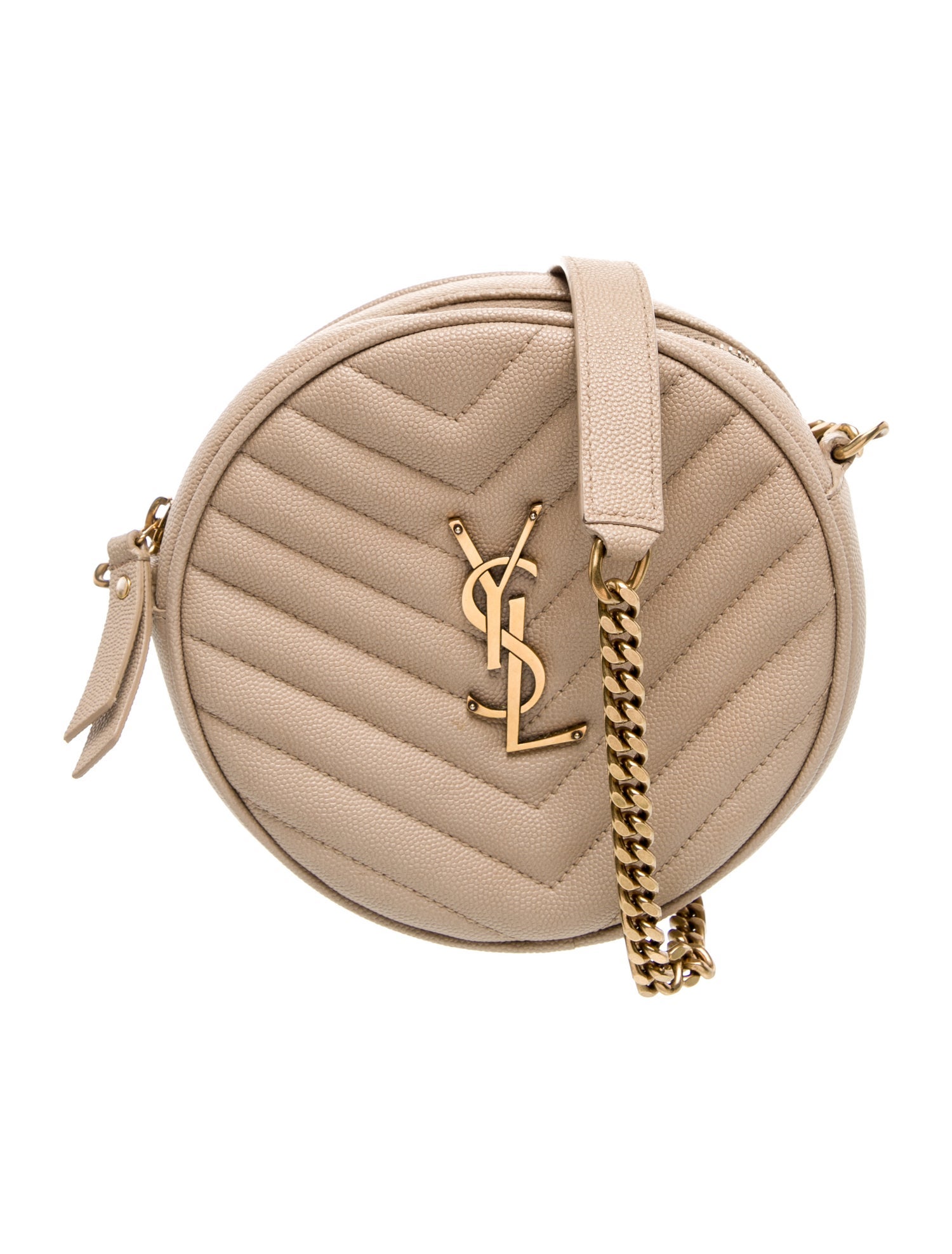 Saint Laurent Chevron Monogram Matelasse Vinyle Round