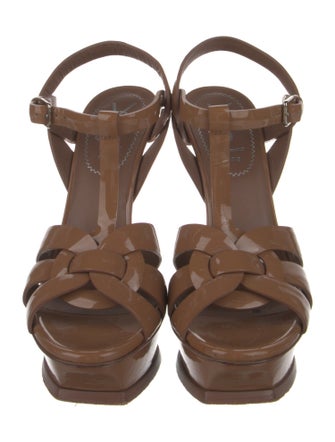 Yves Saint Laurent Patent Leather T-Strap Sandals