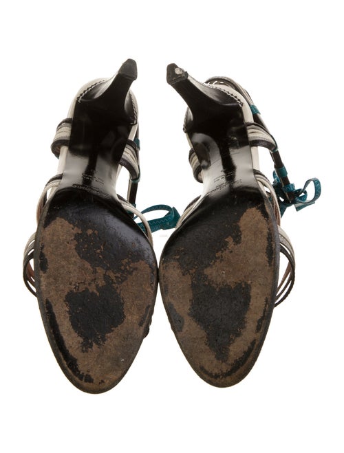 Yves Saint Laurent Rive Gauche Leather Scalloped Accent Slingback Sandals