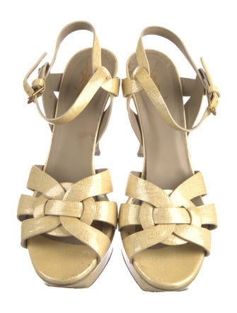 Yves Saint Laurent Rive Gauche Patent Leather Slingback Sandals