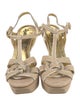 Yves Saint Laurent Suede Glitter Accents T-Strap Sandals