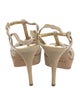 Yves Saint Laurent Suede Glitter Accents T-Strap Sandals