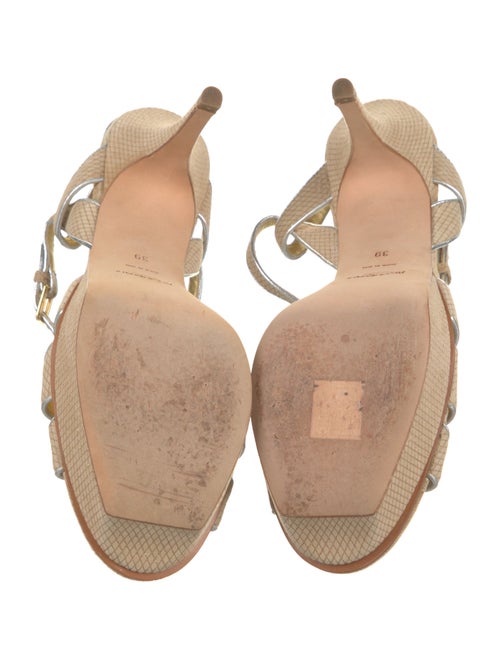 Yves Saint Laurent Suede Glitter Accents T-Strap Sandals