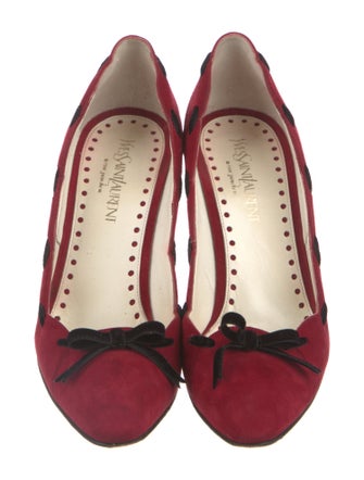 Yves Saint Laurent Suede Bow Accents D'Orsay Pumps