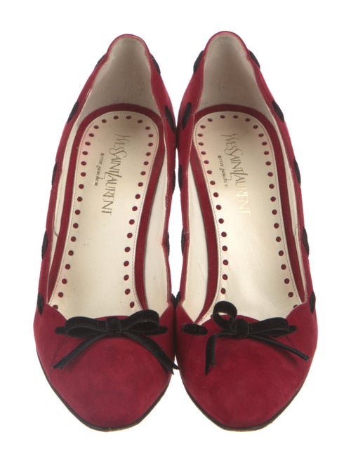 Yves Saint Laurent Suede Bow Accents D'Orsay Pumps