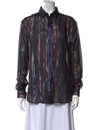 Saint Laurent Silk Striped Button-Up Top