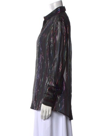 Saint Laurent Silk Striped Button-Up Top