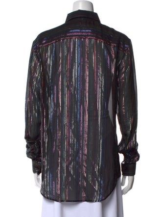 Saint Laurent Silk Striped Button-Up Top