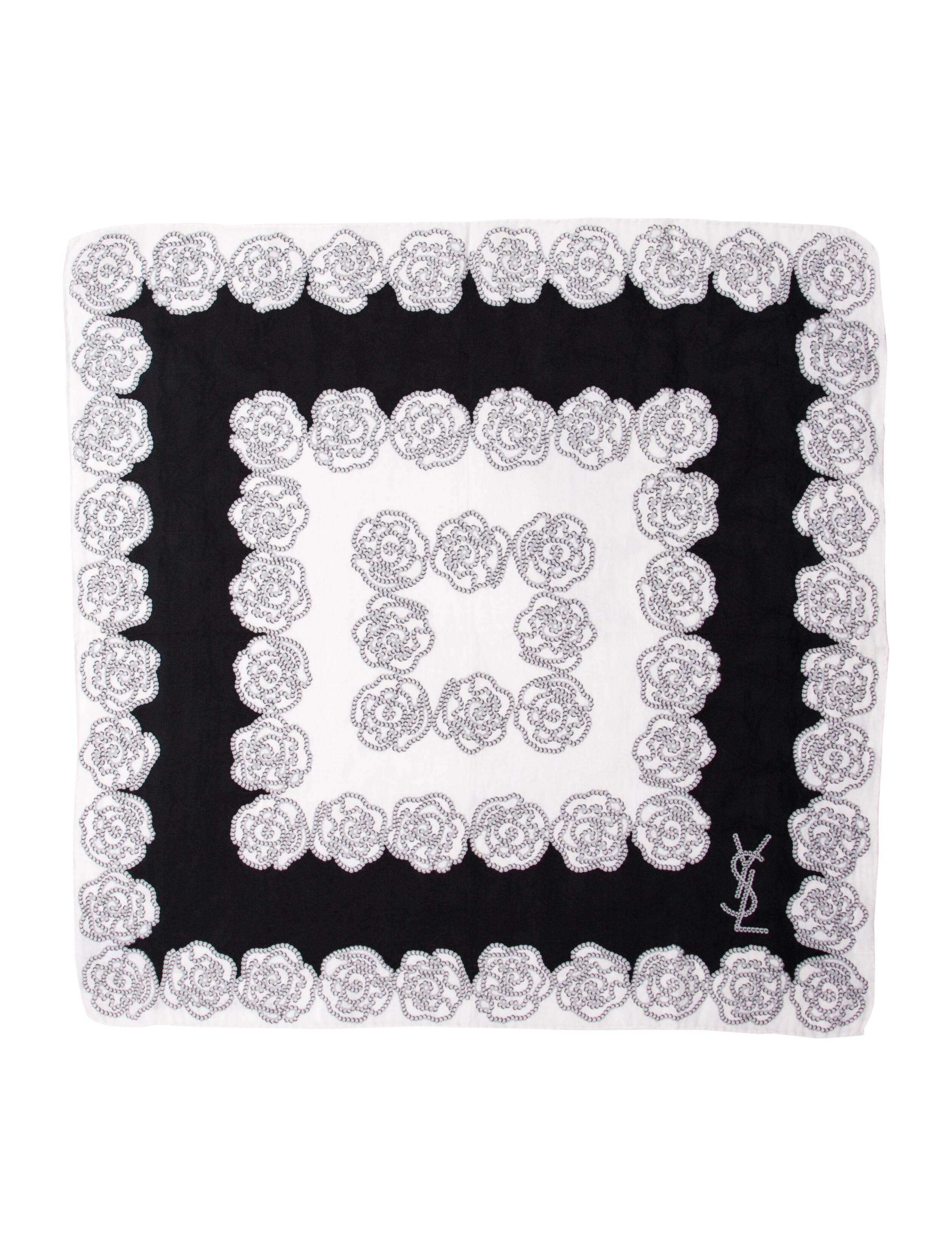 Yves Saint Laurent Silk Floral Print Scarf