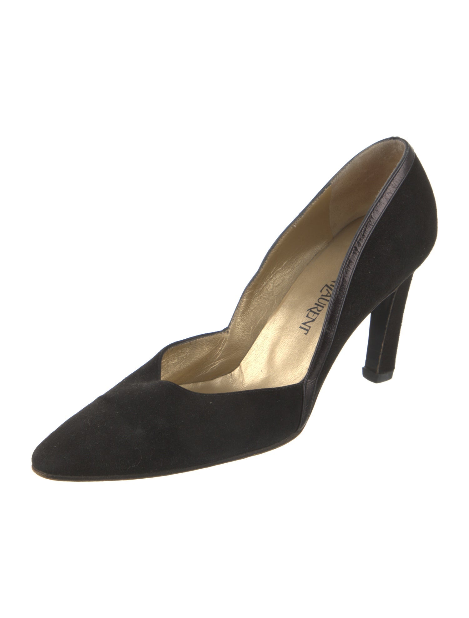 Yves Saint Laurent Suede Leather Trim Embellishment Pumps