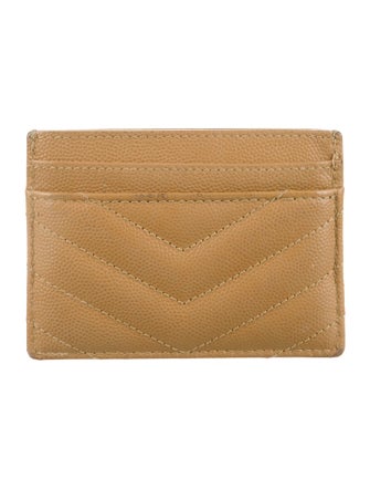 Yves Saint Laurent Grain De Poudre Matelasse Chevron Monogram Chevron Card Holder