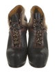 Yves Saint Laurent Rive Gauche Leather Colorblock Pattern Lace-Up Boots