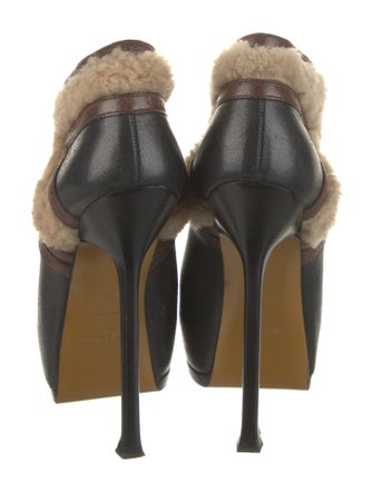 Yves Saint Laurent Rive Gauche Leather Colorblock Pattern Lace-Up Boots