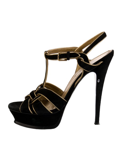 Yves Saint Laurent Suede T-Strap Sandals