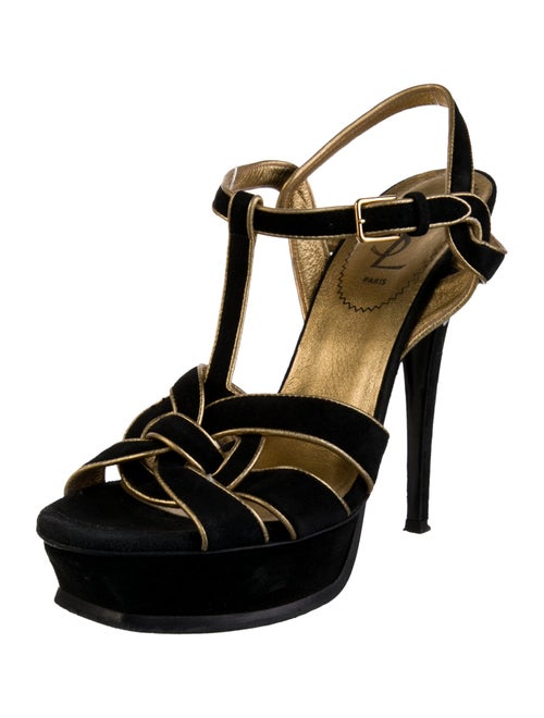 Yves Saint Laurent Suede T-Strap Sandals