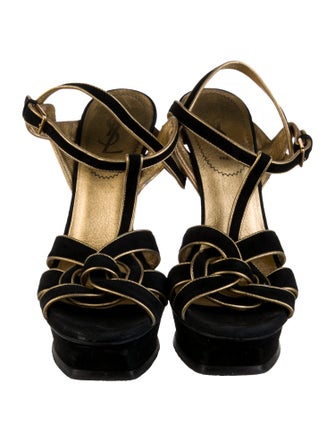 Yves Saint Laurent Suede T-Strap Sandals