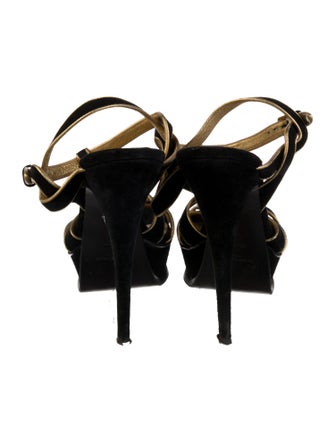 Yves Saint Laurent Suede T-Strap Sandals