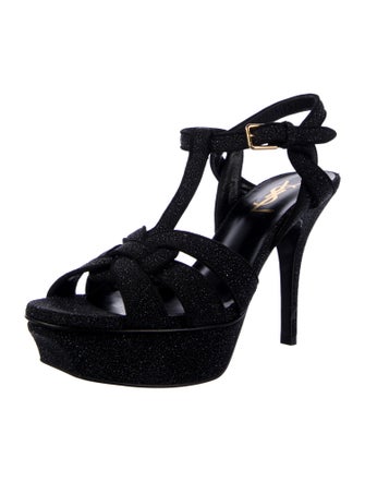 Saint Laurent Glitter Glitter Accents T-Strap Sandals