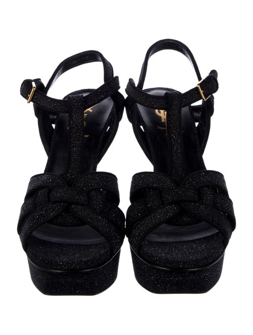 Saint Laurent Glitter Glitter Accents T-Strap Sandals