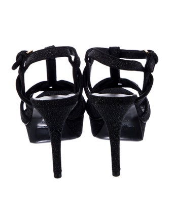 Saint Laurent Glitter Glitter Accents T-Strap Sandals