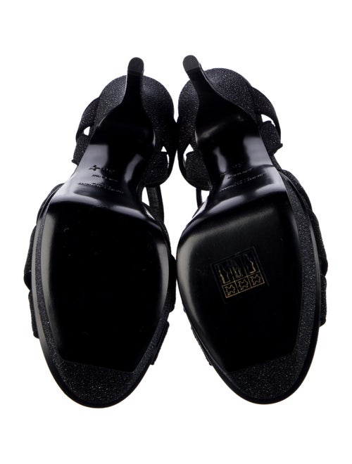 Saint Laurent Glitter Glitter Accents T-Strap Sandals