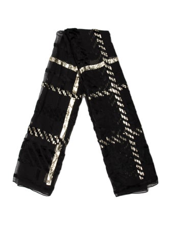 Yves Saint Laurent Wool Plaid Print Scarf