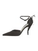 Yves Saint Laurent Rive Gauche Satin Feather Trim D'Orsay Pumps