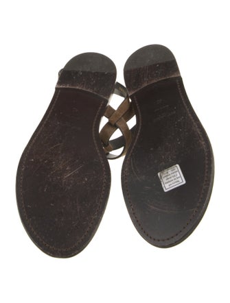 Yves Saint Laurent Suede Studded Accents T-Strap Sandals