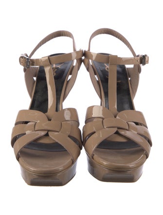 Saint Laurent Patent Leather T-Strap Sandals