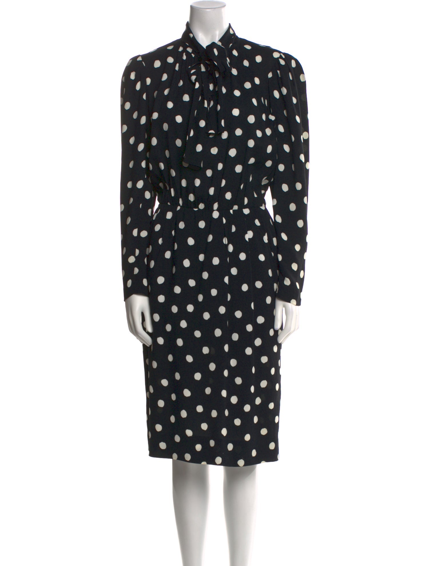 Yves Saint Laurent Polka Dot Print Midi Length Dress