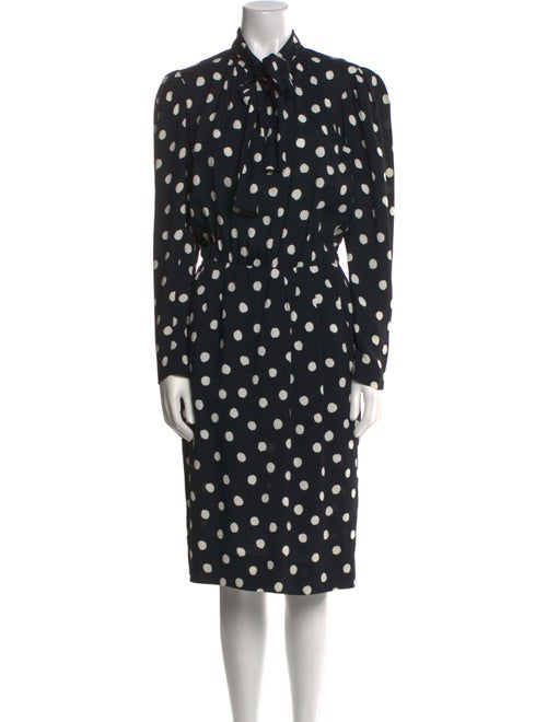 Yves Saint Laurent Polka Dot Print Midi Length Dress