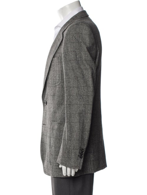 Yves Saint Laurent Wool Plaid Print Peacoat