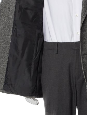 Yves Saint Laurent Wool Plaid Print Peacoat