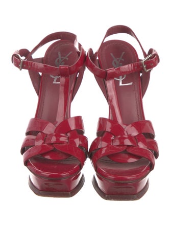 Yves Saint Laurent Patent Leather T-Strap Sandals