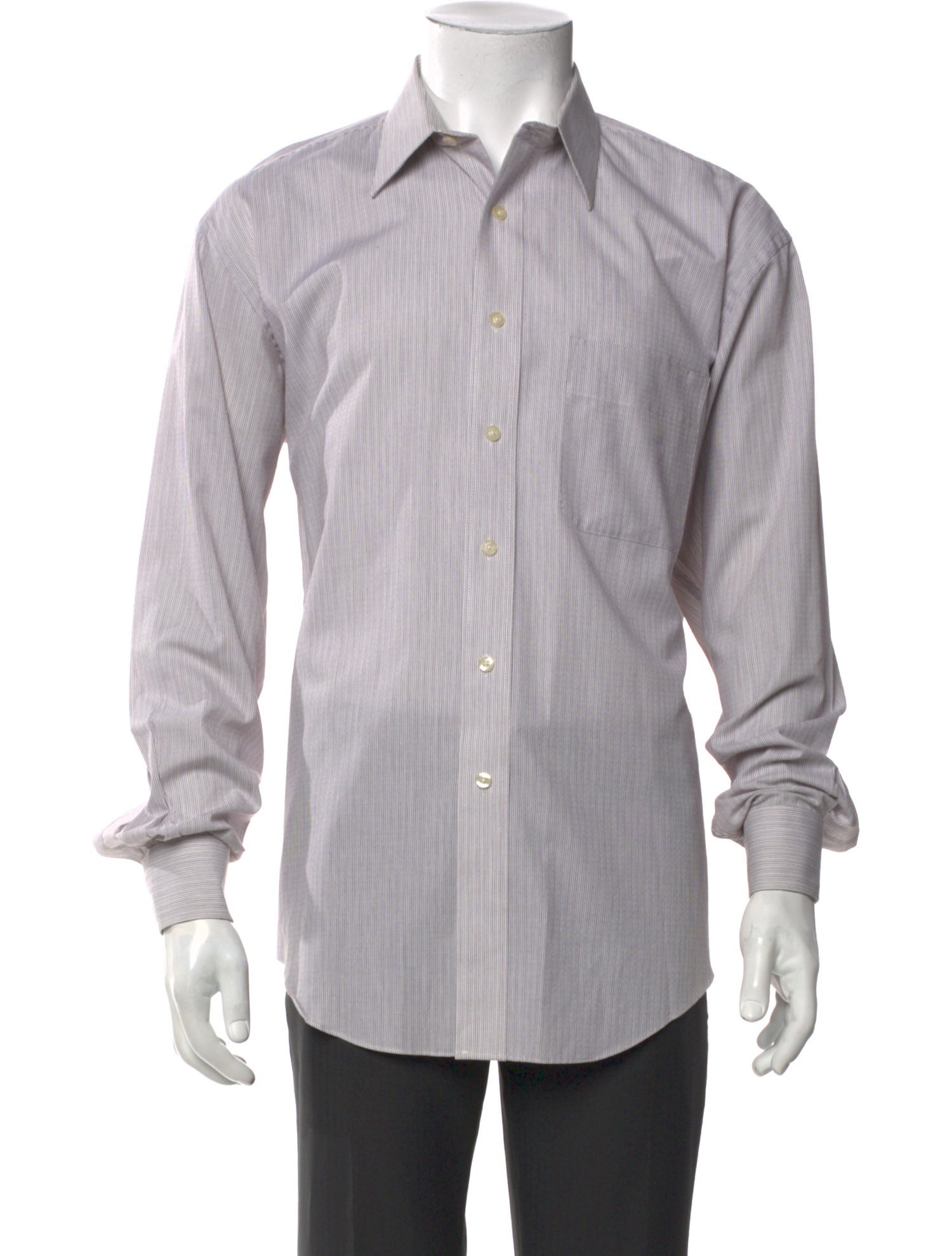 Yves Saint Laurent Striped Long Sleeve Dress Shirt