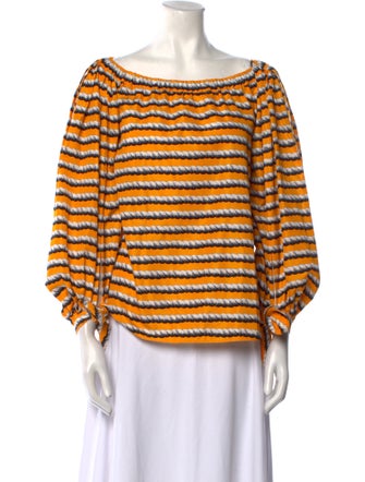 Yves Saint Laurent Striped Scoop Neck Blouse