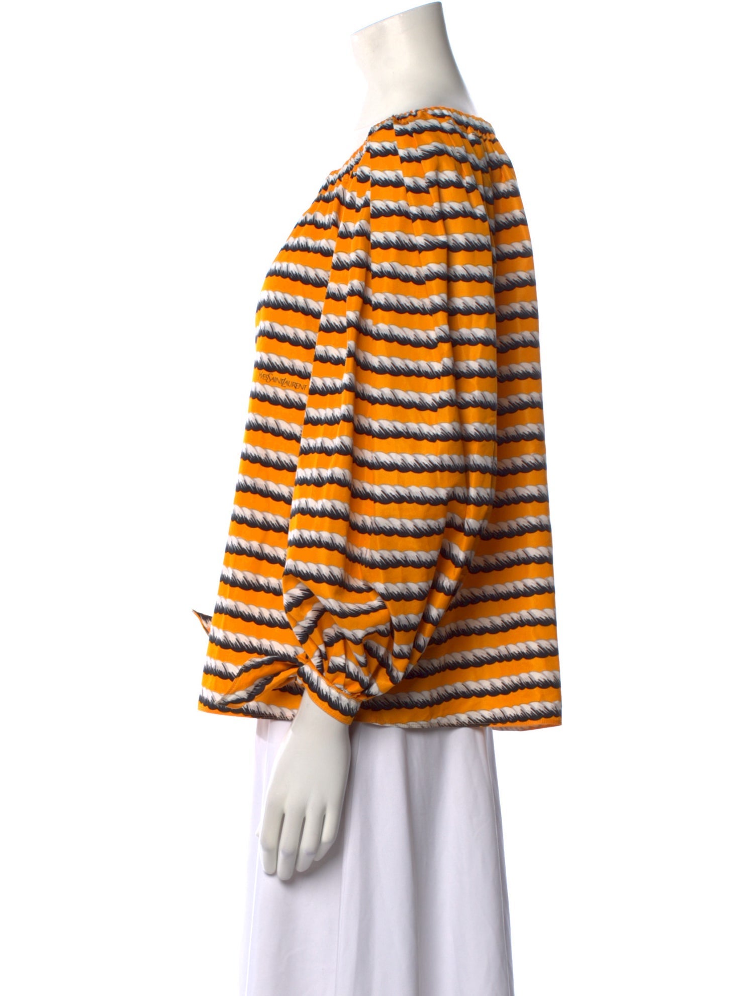 Yves Saint Laurent Striped Scoop Neck Blouse